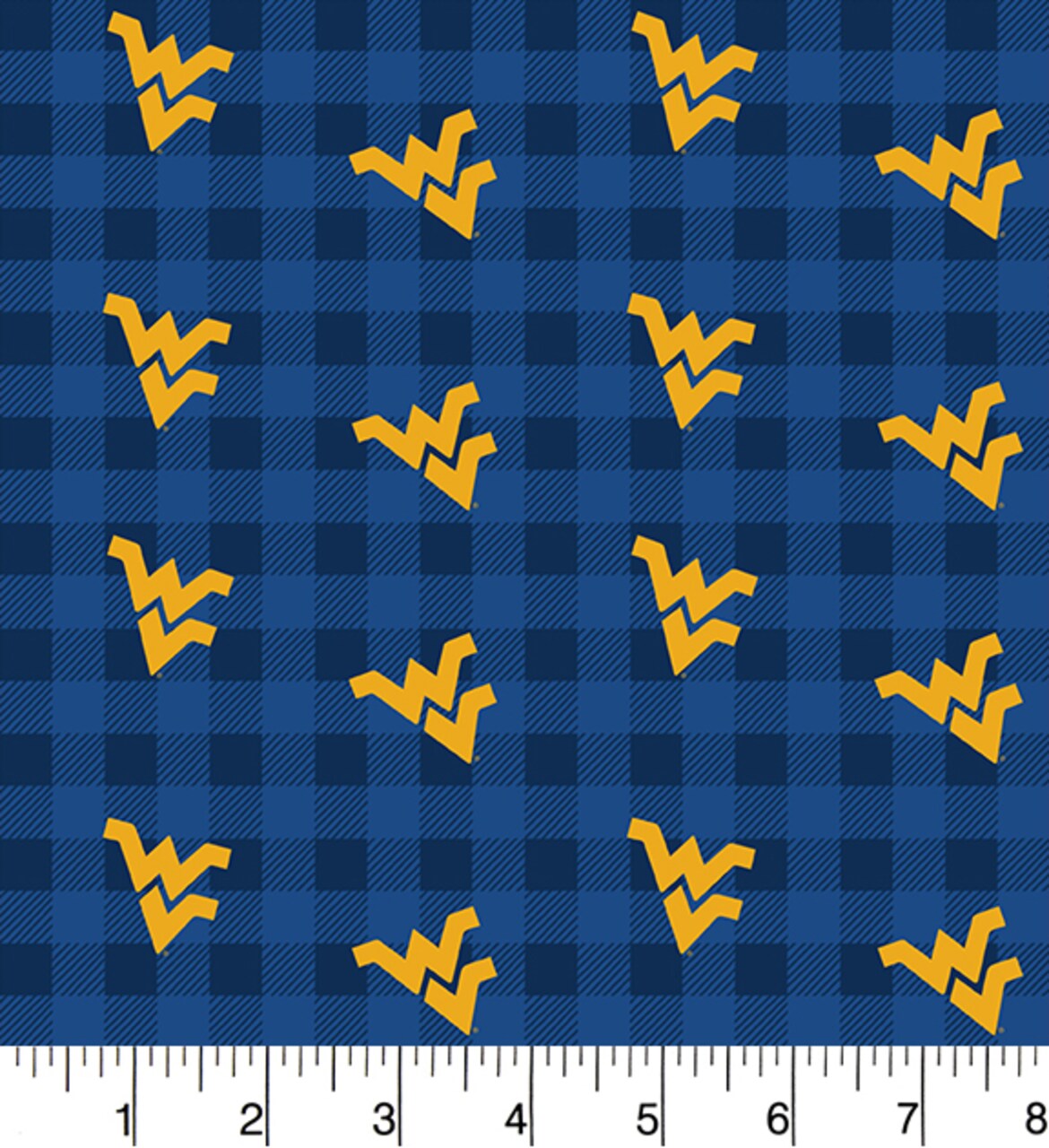 Sykel Enterprises-West Virginia University Cotton Fabric-West Virginia Mountaineers Buffalo Plaid Cotton Quilting Fabric